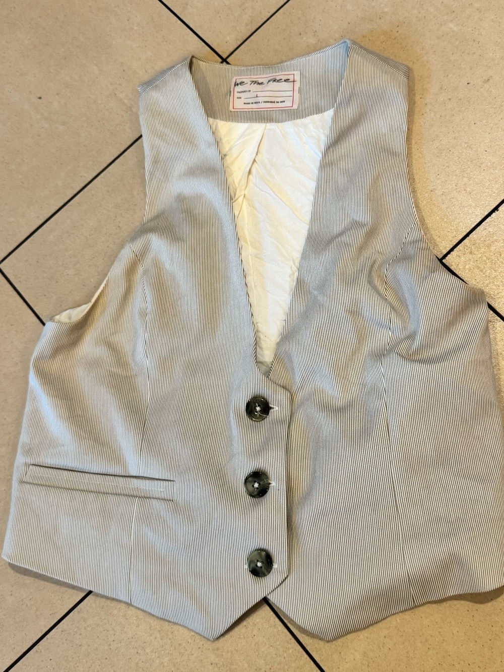Free People (We the Free) Women’s Gray Pinstripe Vest